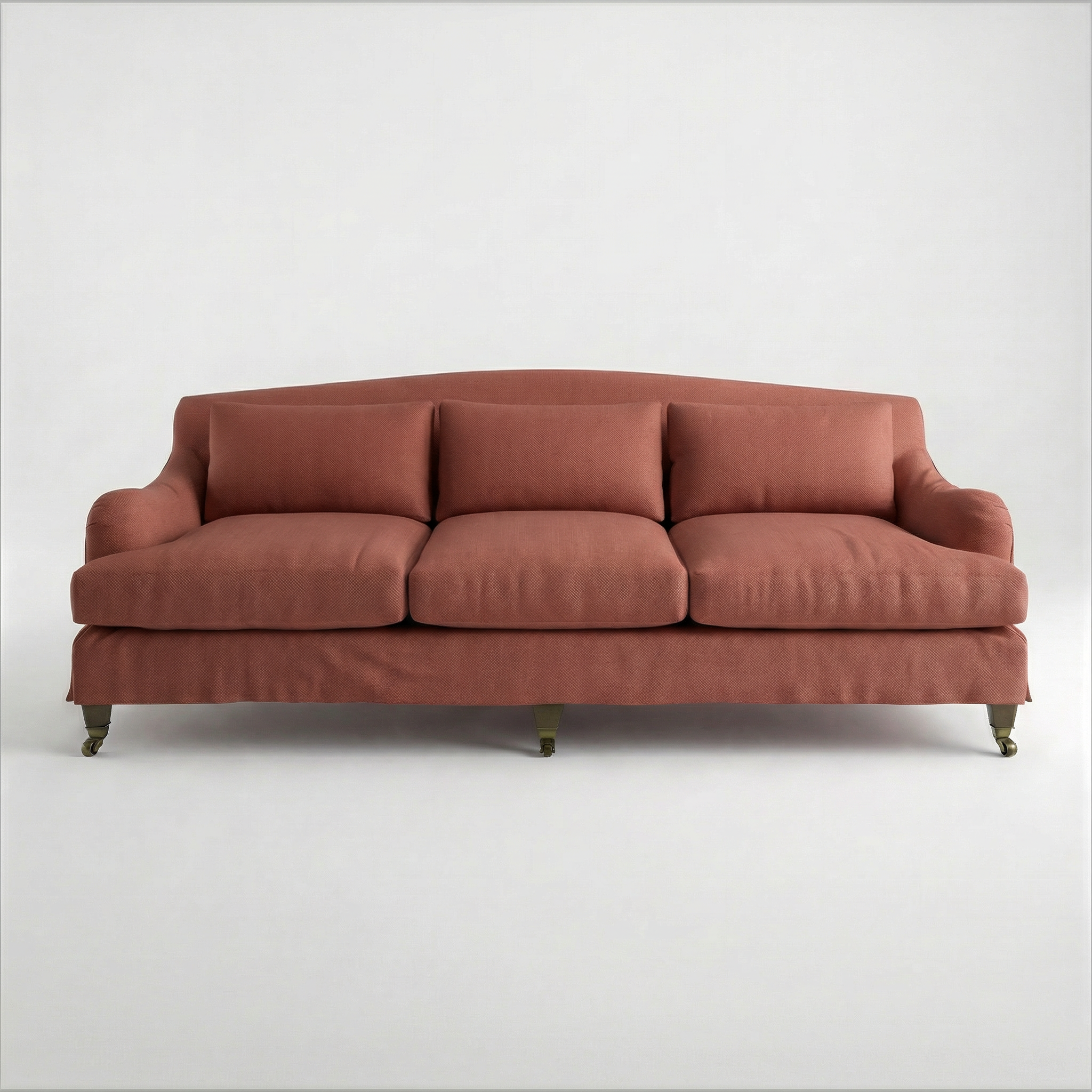 Felix Loose Cover 4 Seater Sofa in Cotton Linen Marigold - Hand Made in USA - front