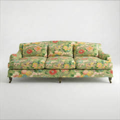 Felix Loose Cover 4 Seater Sofa in Little Magnolia Emerald - Hand Made in USA - front