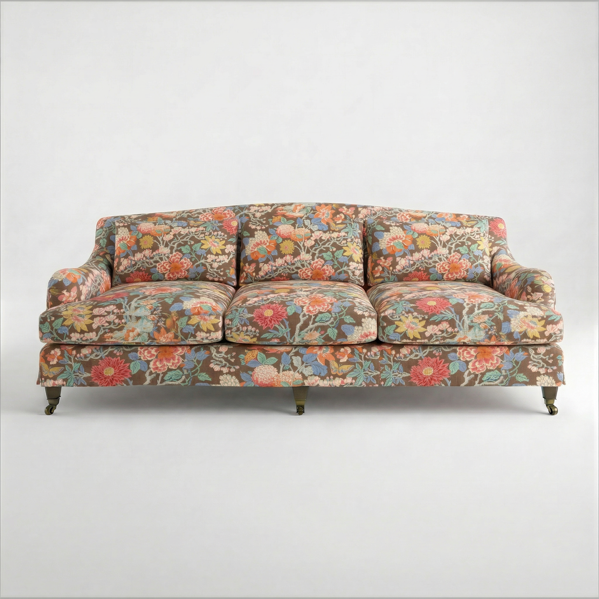 Felix Loose Cover 4 Seater Sofa in Little Magnolia Espresso - Hand Made in USA - front
