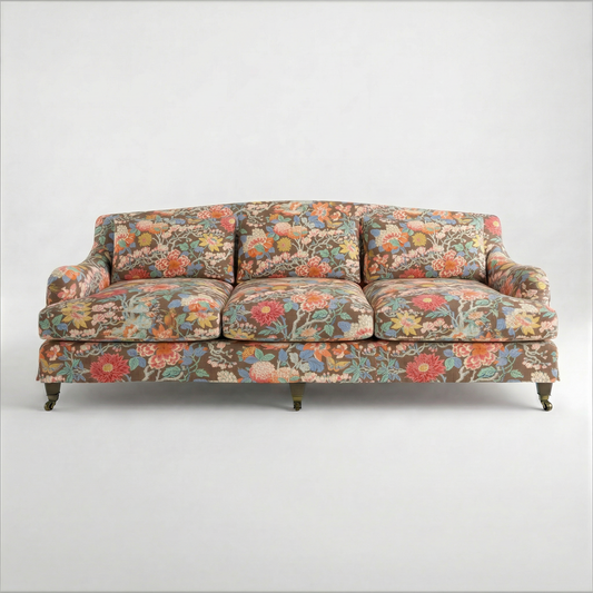 Felix Loose Cover 4 Seater Sofa in Little Magnolia Espresso - Hand Made in USA - front