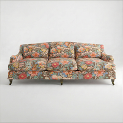 Felix Loose Cover 4 Seater Sofa in Little Magnolia Espresso - Hand Made in USA - front