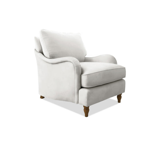 Felix Armchair with Loose Back Cushion in Cotton Linen Cool Coconut - Hand Made in USA