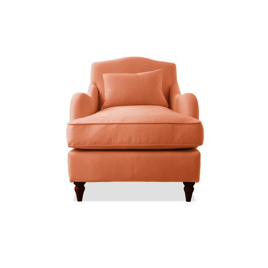 Felix Armchair with Fixed Back in Cayenne Linen - Hand Made in USA