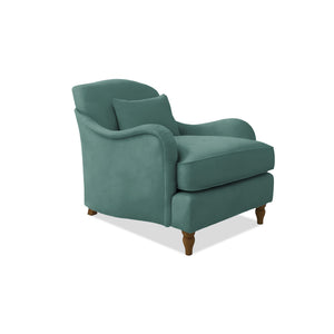 Felix Armchair with Fixed Back in Cerulean Linen - Hand Made in USA