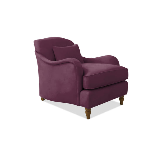 Isobel Armchair with Fixed Back in Damson Linen - Hand Made in USA