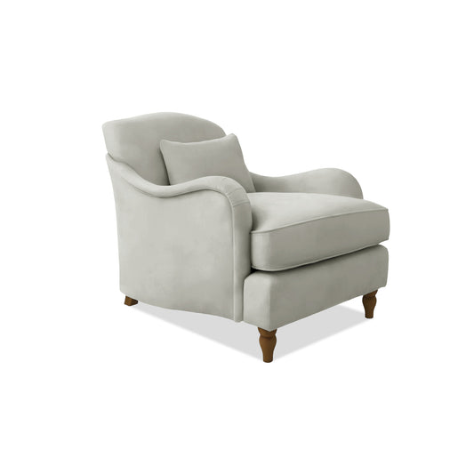 Isobel Armchair with Fixed Back in Dove Linen - Hand Made in USA
