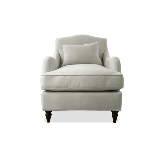 Felix Armchair with Fixed Back in Dove Linen - Hand Made in USA