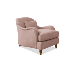 Isobel Armchair with Fixed Back in Dusky Pink Linen - Hand Made in USA