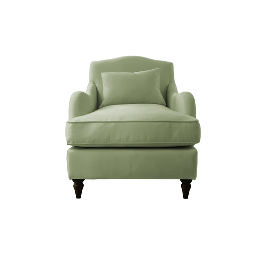 Felix Armchair with Fixed Back in Hemp Linen - Hand Made in USA