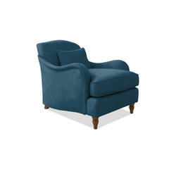 Isobel Armchair with Fixed Back in Indigo Linen - Hand Made in USA