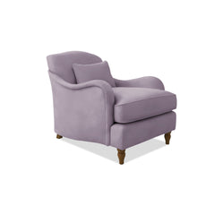 Isobel Armchair with Fixed Back in Lilac Linen - Hand Made in USA