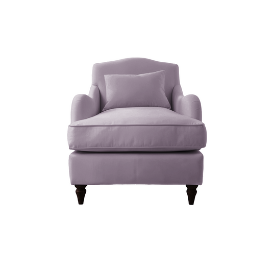 Felix Armchair with Fixed Back in Lilac Linen - Hand Made in USA