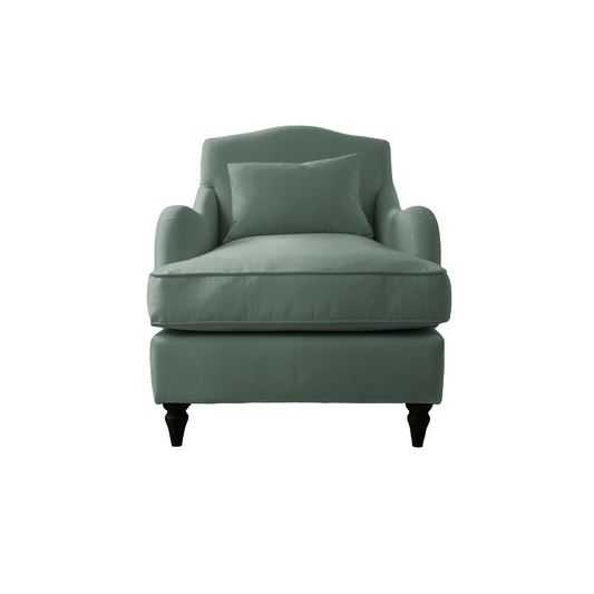 Felix Armchair with Fixed Back in Mineral Linen - Hand Made in USA