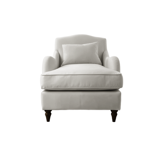 Felix Armchair with Fixed Back in Pearl Grey Linen - Hand Made in USA