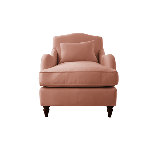 Felix Armchair with Fixed Back in Roseberry Linen - Hand Made in USA