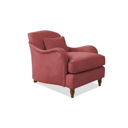 Isobel Armchair with Fixed Back in Rouge Linen - Hand Made in USA