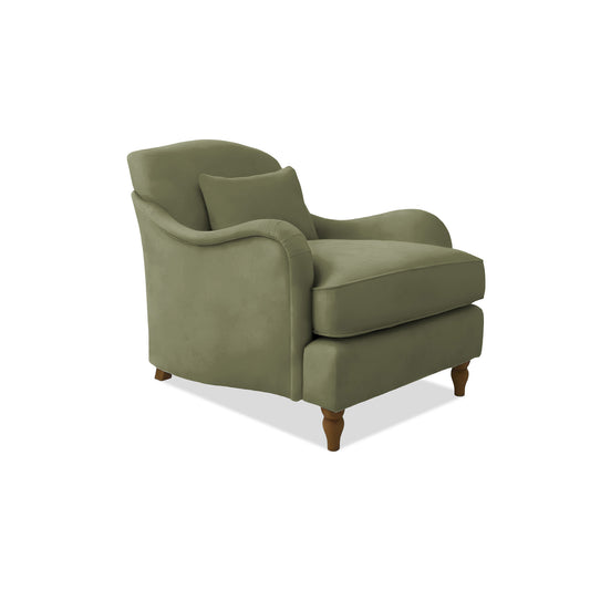 Isobel Armchair with Fixed Back in Sage Linen - Hand Made in USA