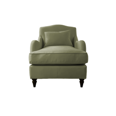 Isobel Armchair with Fixed Back in Sage Linen - Hand Made in USA