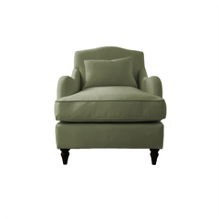 Felix Armchair with Fixed Back in Taupe Linen - Hand Made in USA