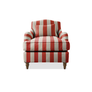 Felix Armchair with Fixed Back in Petunia Stripes - Hand Made in USA