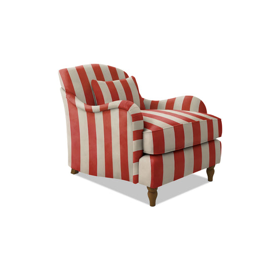 Isobel Armchair with Fixed Back in Petunia Stripes - Hand Made in USA