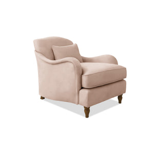 Felix Armchair with Fixed Back in Cotton Linen Rosedale - Hand Made in USA