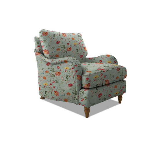 Felix Armchair with Loose Back Cushion in Wildwood Duck Egg - Hand Made in USA