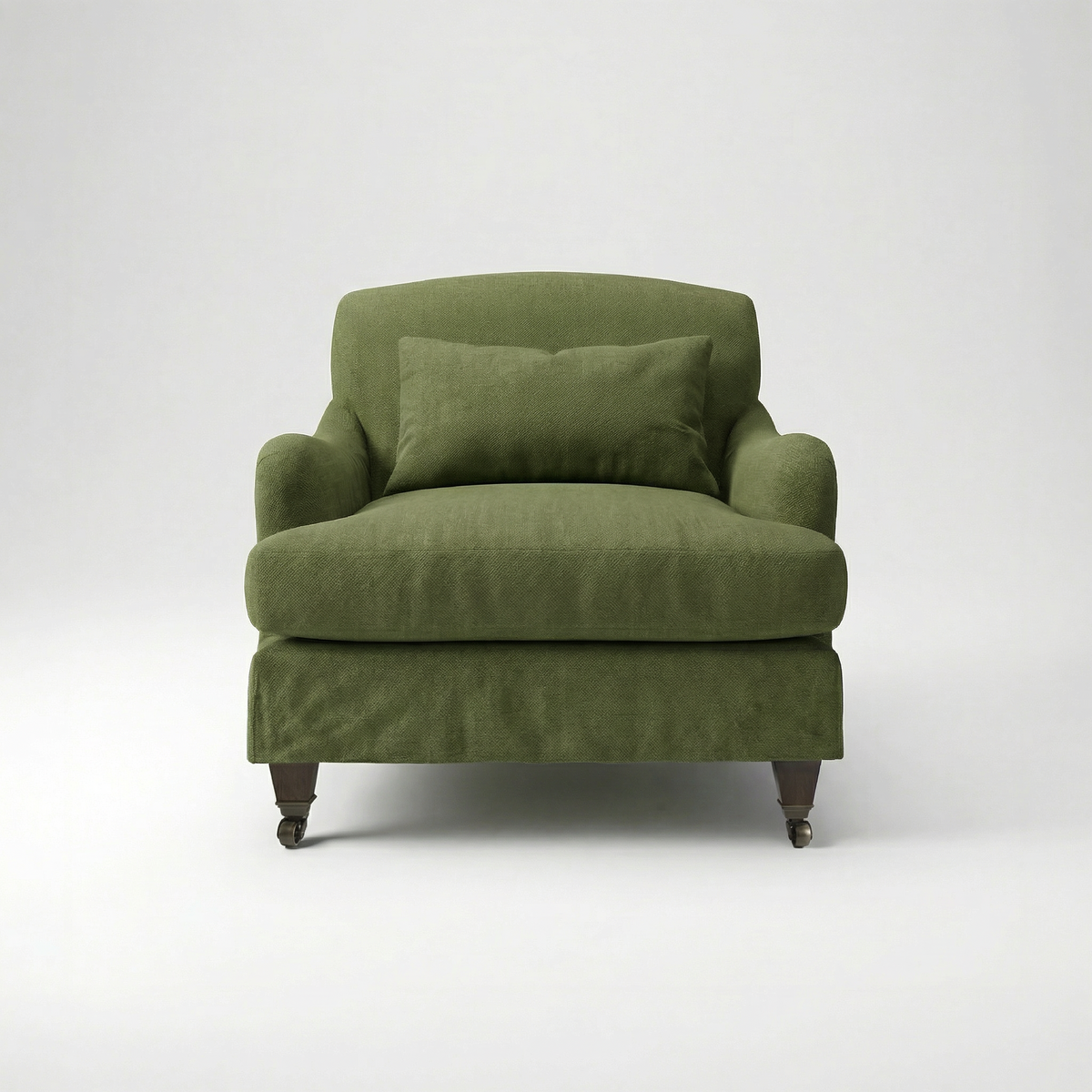 Felix Loose Cover Armchair in Cotton Linen Evergreen - front