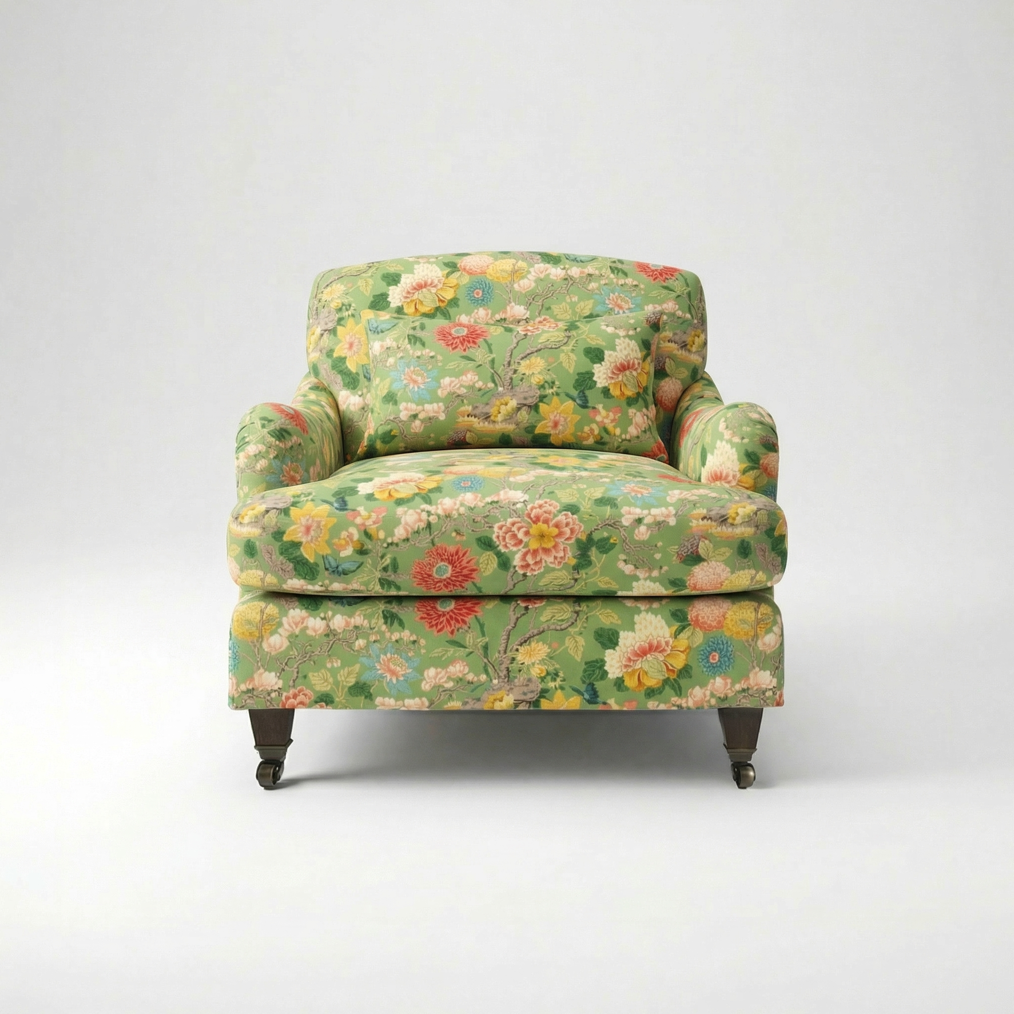 Felix Loose Cover Armchair in Little Magnolia Emerald - front