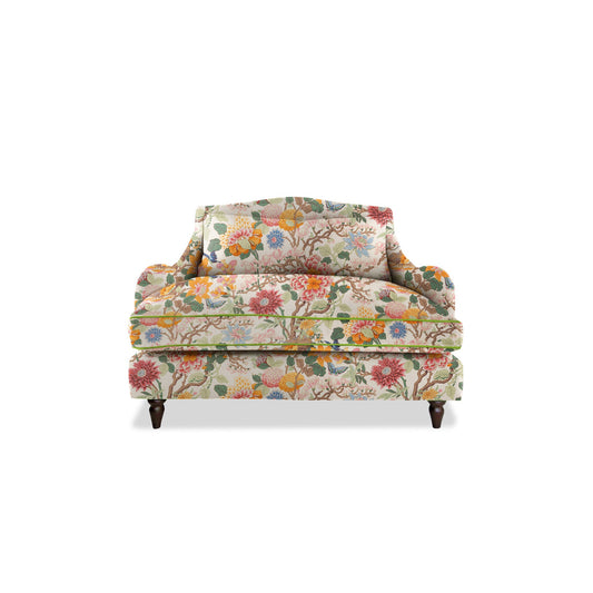 Felix Loveseat in Magnolia Cream Blue with Velvet Trim - Hand Made in USA