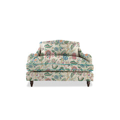Felix Loveseat in Natural Linen Kitty Spring Green with Velvet Trim - Hand Made in USA