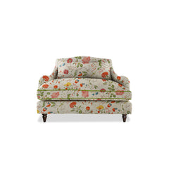 Felix Loveseat in Natural Linen Wildwood Ivory with Velvet Trim - Hand Made in USA