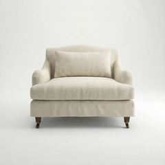 Felix Loose Cover Loveseat in Cotton Linen Cool Coconut - front