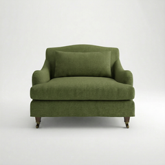 Felix Loose Cover Loveseat in Cotton Linen Evergreen - front