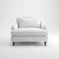 Felix Loose Cover Loveseat in Cotton Linen Snow Drop - front