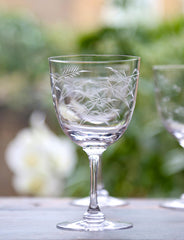 Two Wine Glasses with Fern Design by Vintage List