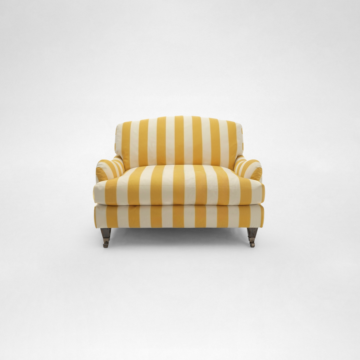 Isobel Loveseat with Big Back Cushion in Dandelion Stripe - Hand Made in USA