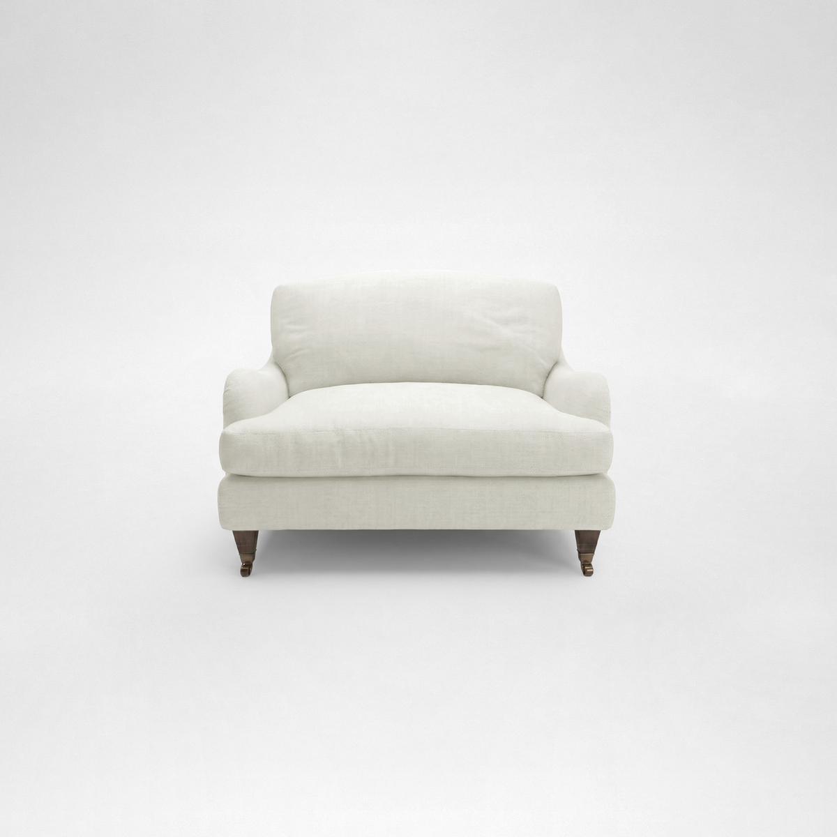 Isobel Loveseat with Big Back Cushion in Cotton Linen Cool Coconut - Hand Made in USA