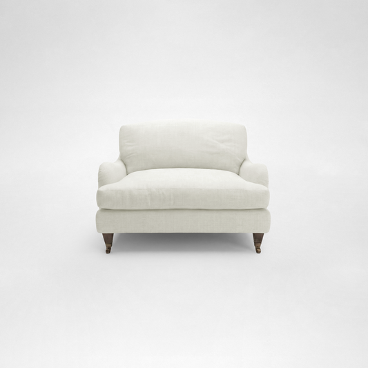 Isobel Loveseat with Big Back Cushion in Designers Guild Brera Lino Putty - Hand Made in USA