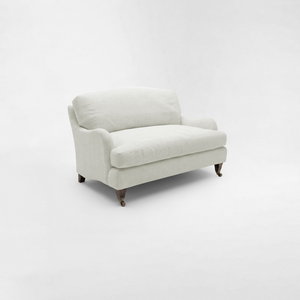 Isobel Loveseat with Big Back Cushion in Cotton Linen Cool Coconut - Hand Made in USA
