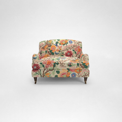 Isobel Loveseat with Big Back Cushion in Magnolia Cream Blue - Hand Made in USA
