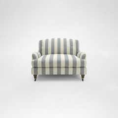 Isobel Loveseat with Big Back Cushion in Garden Grey Stripe - Hand Made in USA