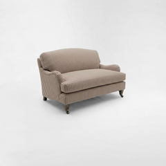 Isobel Loveseat with Big Back Cushion in Narrow Chocolate Stripe - Hand Made in USA