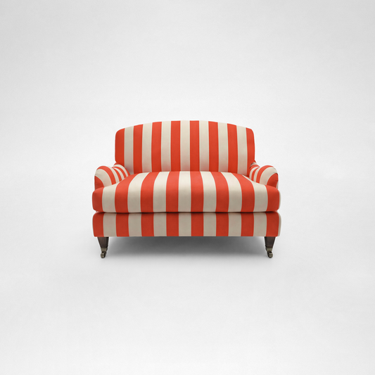 Isobel Loveseat with Big Back Cushion in Petunia Stripe - Hand Made in USA