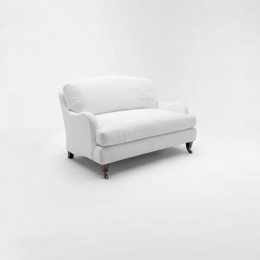 Isobel Loveseat with Big Back Cushion in Cotton Linen Snow Drop - Hand Made in USA