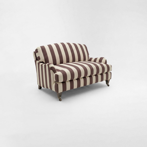 Isobel Loveseat with Big Back Cushion in Chocolate Stripe - Hand Made in USA