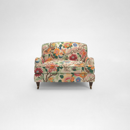 Isobel Loveseat with Big Back Cushion in Magnolia Cream Blue - Hand Made in USA