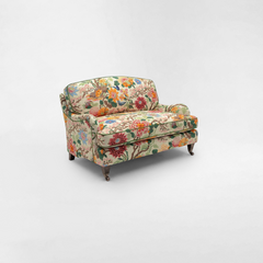Isobel Loveseat with Big Back Cushion in Magnolia Cream Blue - Hand Made in USA