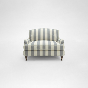 Isobel Loveseat with Big Back Cushion in Garden Grey Stripe - Hand Made in USA