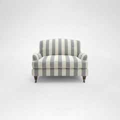 Isobel Loveseat with Big Back Cushion in Garden Grey Stripe - Hand Made in USA